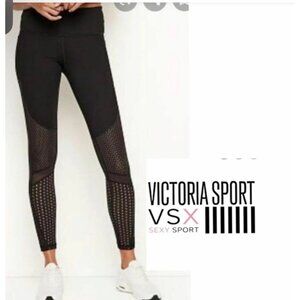 Victoria Sport VSX Black Mesh Leggings Small High-Waisted 7/8 Length Stretch Act
